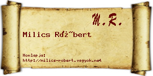 Milics Róbert névjegykártya